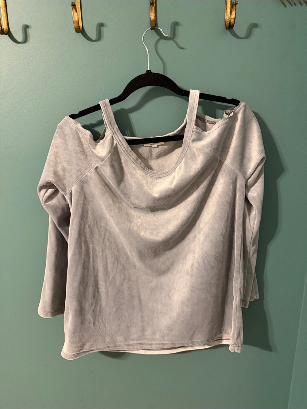 Mystree Light Gray Cold-Shoulder Sweatshirt